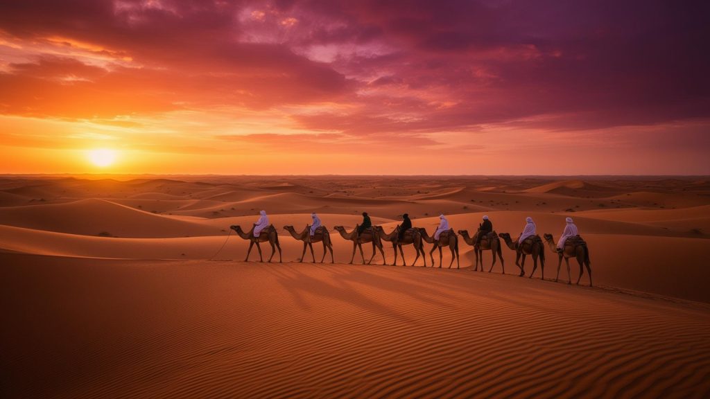Merzouga Camel Riding at sunset